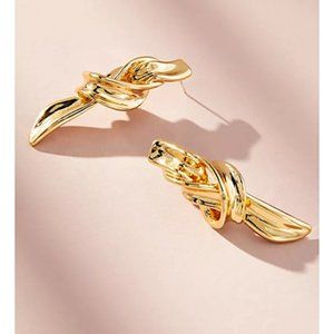NEW~ Anthropologie Gold Twisted Drop Earrings